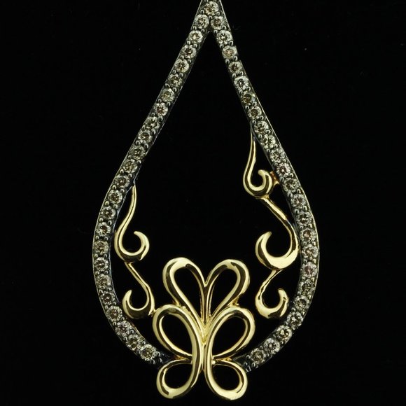 $5750 / Levian / 1.45 CWT Chocolate & Vanilla Diamond / Art deco Necklace / 14K